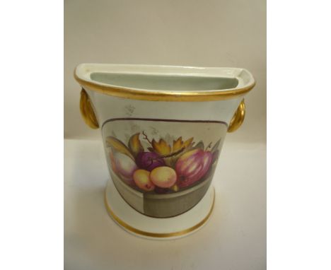 DAVENPORT BOW POT, painted with fruit on a shelf, impressed marks (restorations)