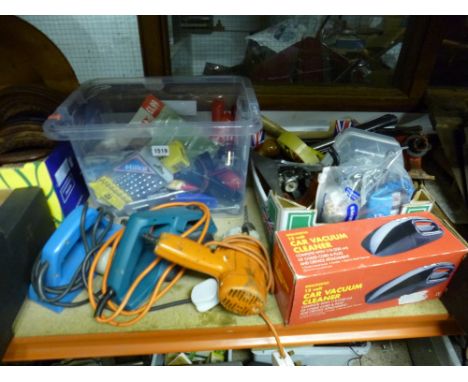 TWO BOXES OF WORKSHOP HARDWARE, an tools, two electric sanders, drill etc