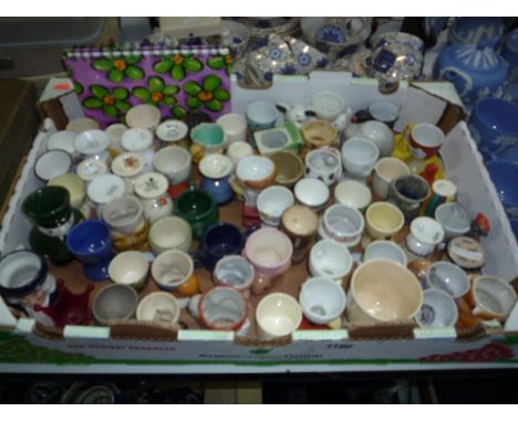 A COLLECTION OF NOVELTY EGG CUPS, Shelley, Gouda, Royal Winton, Spode, Lorna Bailey etc