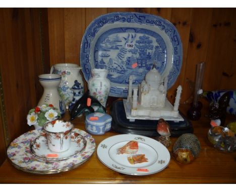 VARIOUS CERAMICS, etc, 'Willow' meat platter, Wade Hedgehog, Aynsley, Masons, Poole etc