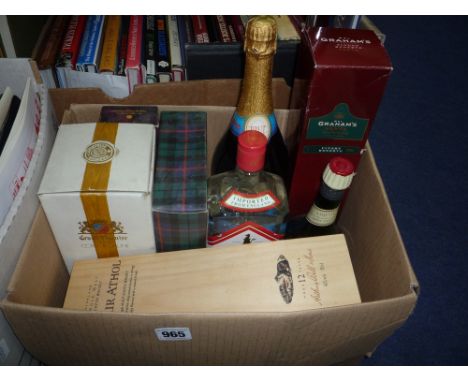 VARIOUS SPIRITS/WHISKY, etc, to include boxed Blair Athol Scotch whisky, Graham's Porto etc