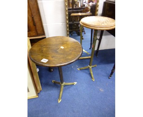 TWO STOOLS/STANDS, with telescopic brass tripod supports