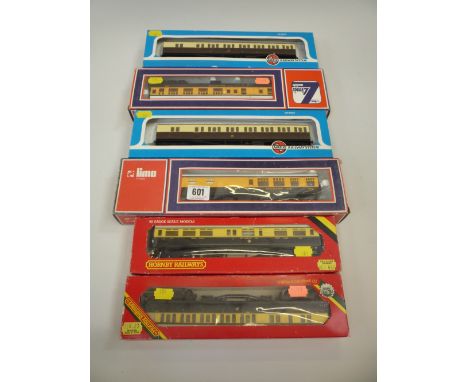 SIX BOXED ASSORTED OO GAUGE G.W.R. COACHES, Airfix, Hornby, Lima, s.d. to boxes