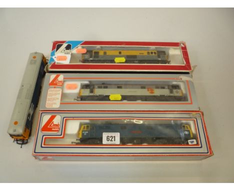 FOUR BOXED AND UNBOXED LIMA OO GAUGE ELECTRIC AND ELECTRO DIESEL LOCOMOTIVES, 'Broadlands' No.73 142, B.R. blue livery and 'C