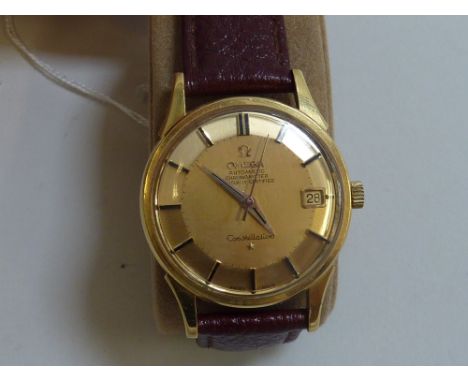 A GENTLEMANS 18CT OMEGA AUTOMATIC CHRONOMETER CONSTELLATION WRISTWATCH