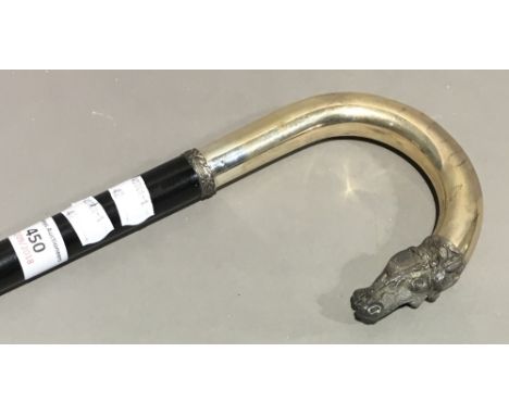 A 925 silver handled horse head walking stick