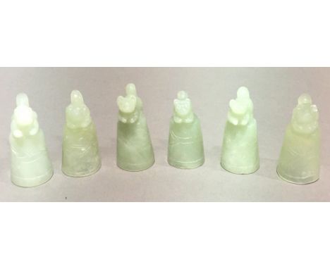 A set of six jade thimbles