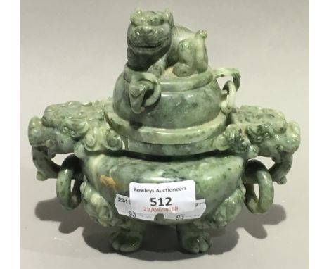 A Chinese jade lidded censer