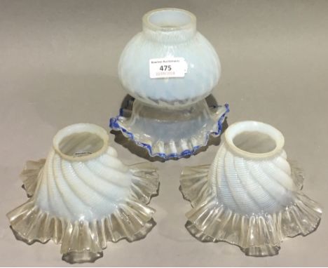 Three vaseline glass light shades