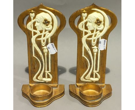 Two Art Nouveau style night light brackets