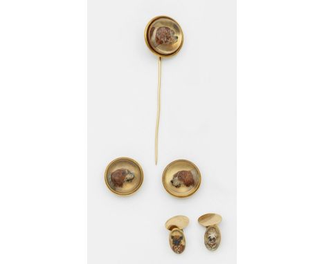 Crystal Essex-Parure von Edouard Leclerc, Paris um 1900 Gelbgold, gest. 750, französischer Garantie-Stempel sowie Roségold 14