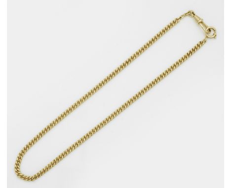 Klassische Uhrenkette Gelbgold, gest. 8 ct.; Lange Panzerkette mit Karabiner und Federringschließe. Gew. ca. 17,80 g.A pocket