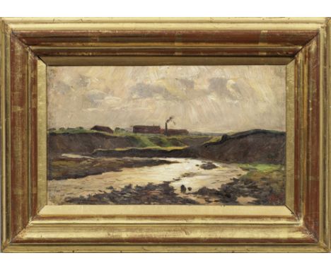 Ludwig Willroider (1845 Villach - 1910 Bernried)Ziegelei im Dachauer MoosImpressiv aufgefasste, wohl in Freilichtmalerei vor 