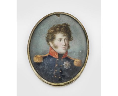 Großherzog Karl von Baden Ovales Brustbildnis des Großherzogs Karl Ludwig Friedrich von Baden (1786-1818), bekleidet in blau-