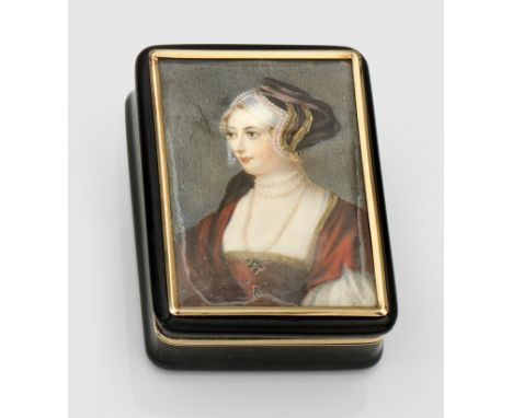 Tabatiere mit feinem Miniatur-Porträt von Anne Boleyn, Königin von England (1507-1536) und zweite Frau von König Heinrich VII