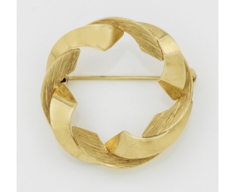 Kranzbrosche Gelbgold, gest. 585. Gew. ca. 5,02 g.A brooch, in 14 k gold.