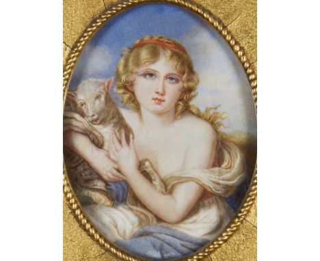 After JEAN- BAPTISTE GREUZE (1725 - 1805) Framed, unsigned, watercolour on ivory, after Greuze's, c. 1790's oil on panel 'Inn