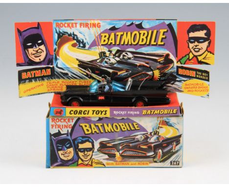 A Corgi Toys 267 rocket firing Batmobile with eleven loose missiles in original bag, lacking instructions, housed in original