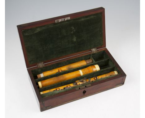 An Early 19th Century Georgian boxwood and ivory mounted flute by William Henry Potter, one section stamped William Henry Pot