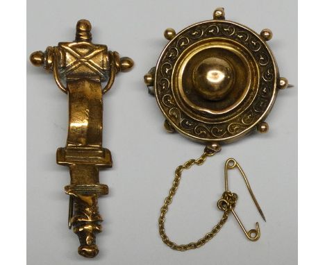 CELTIC STYLE BROOCH & 1 OTHER 