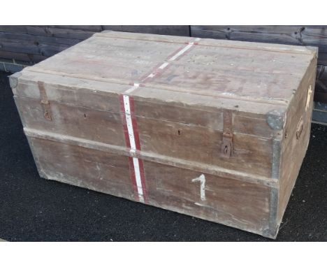 TEAK TRAVEL TRUNK TIN LINED 
