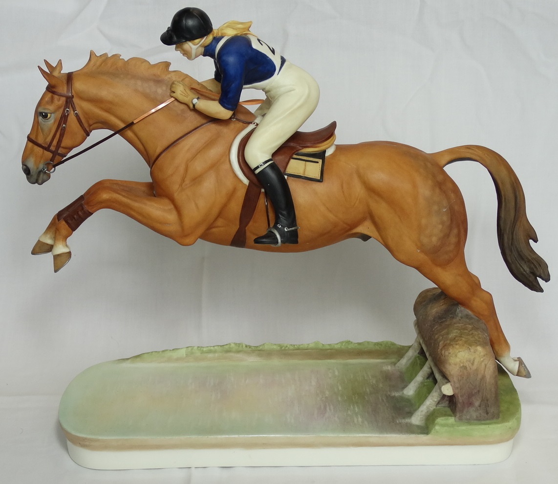 ROYAL WORCESTER ACTION HORSE PRINCESS ANNE & DOUBLET