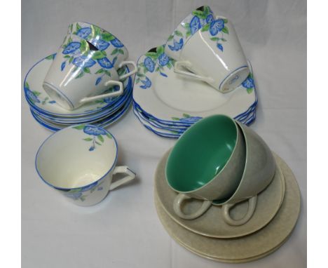 17 PCES GLADSTONE DECO TEA CHINA & 6 PCE POOLE TEA CHINA 