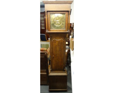 OAK LONGCASE CLOCK WITH BRASS FACE MONKHOUSE CARLISLE 