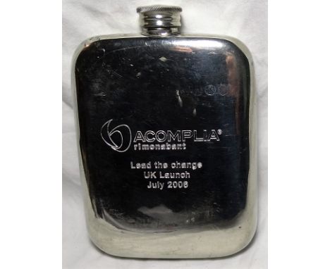 AMERICAN HALLMARKED LOGO HIP FLASK 167.78G