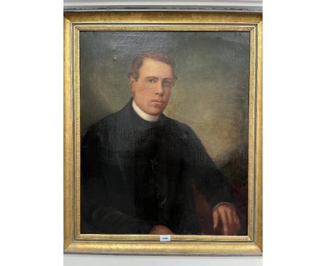 ENGLISH SCHOOL. 19TH CENTURY  Portrait of a young cleric. Oil on canvas 30' x 24½'