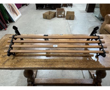 A wall shelf with pot hooks. 36' wide