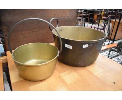 Two vintage brass jam pans.
