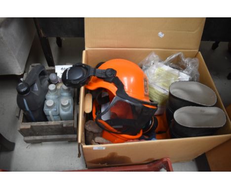 A selection of chainsaw accessories etc