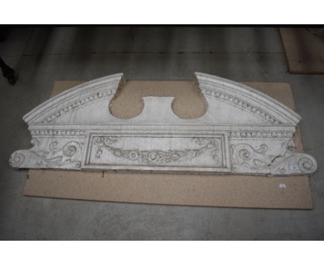 A late Georgian early Victorian architectural door cornice having Gothic design with laurel wreath and acanthus. Composed of 