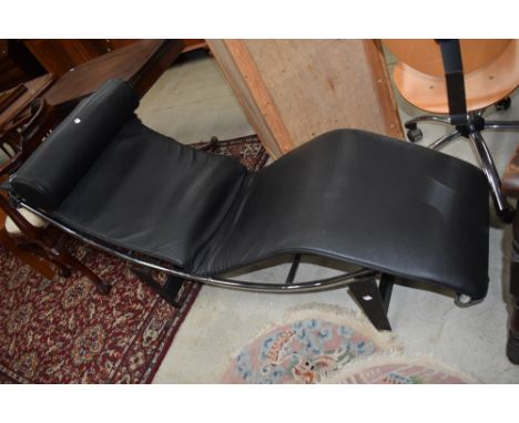 A chaise longue by Le Corbusier for Cassina model LC4, condition good with what looks like light wear only , chroming in good