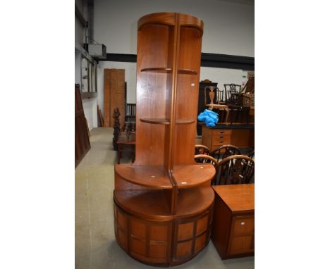 A pair of Mid Century Nathan teak corner wall shelf units