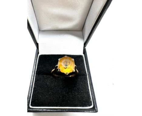 9ct gold antique citrine single stone ring (3.6g) 