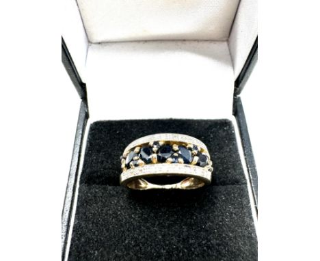9ct gold diamond &amp; sapphire dress ring (3.1g) 