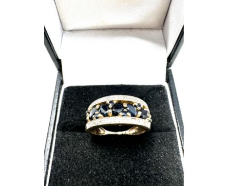 9ct gold diamond &amp; sapphire dress ring (3.1g) 