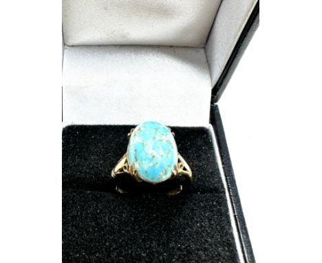 9ct gold turquoise single stone ring (3.1g) 