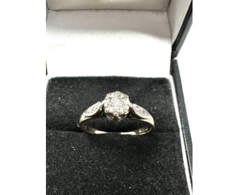 9ct gold diamond solitaire ring with diamond set shank (2g) 