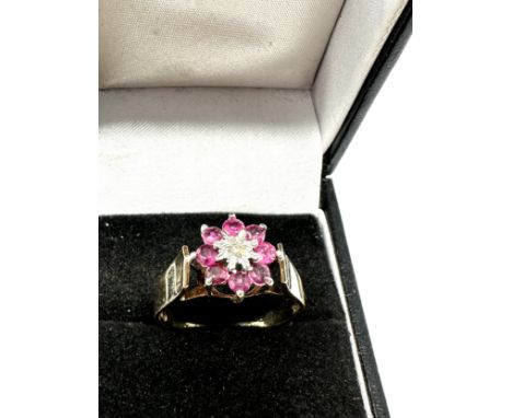 9ct gold diamond &amp; ruby ring (3.5g) 