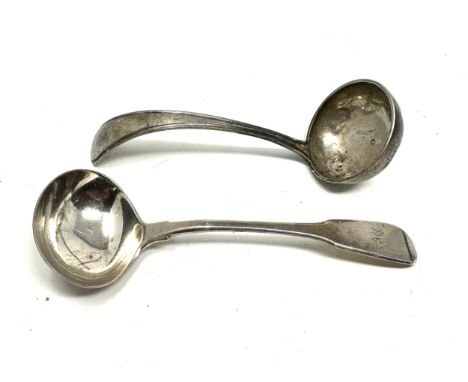 2 antique silver ladle spoons 