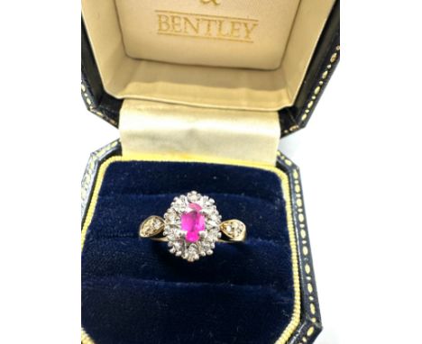 9ct gold ruby &amp; diamond ring weight 3g 