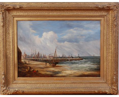Henry Bright (1810-1873) - Lowestoft Harbour, oil on canvas, signed lower right, 36 x 53cm Condition Report / Extra Informati
