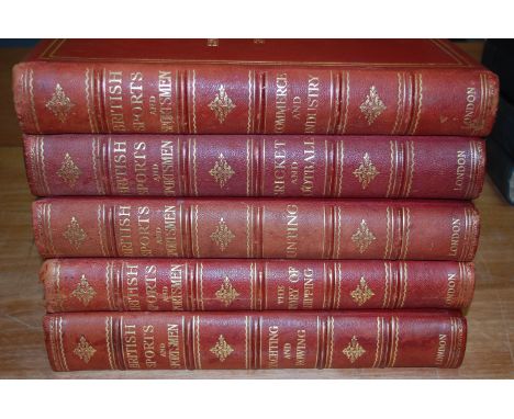 British Sports and Sportsmen, 11 volumes of edition linked to 1000 numbered copies, folio, full uniform red morrocco, gilt ti