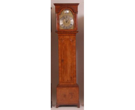 John Lewis of Coldharbour near Portsmouth 19th century walnut cased longcase clock, the 12" dial signed to silvered convex di