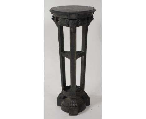 A Regency bronze Athenienne in the manner of Thomas Hope, of circular tapering form, the removable top raised on rams head ma