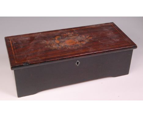 A circa 1900 Swiss rosewood and faux rosewood cased music box, the 8¼" cylinder playing six airs and with change-repeat facil