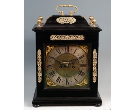 John Knibb of Oxford ebonised cased basket topped bracket clock, circa 1685 but with later additions, the associated 8" squar